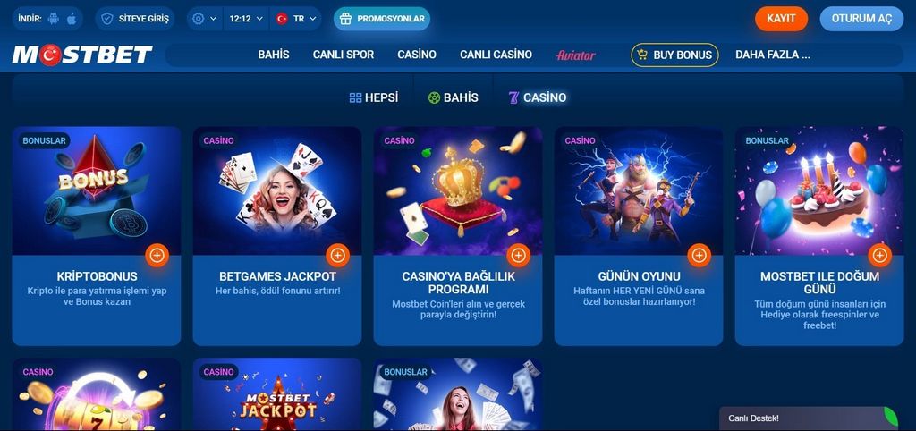 Веб-сайт Mostbet